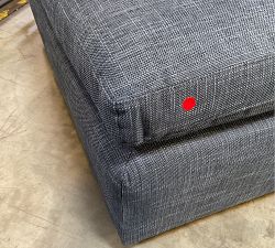 Open Box: Dream Sectional Ottoman - Performance Slub Weave Navy, Espresso Finish