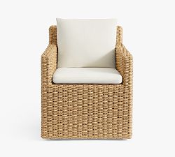 Open Box: Kostas Wicker Outdoor Dining Arm Chair with High Performance Cushions - Sand
