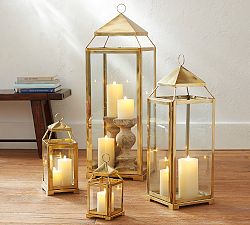 Malta Glass &amp; Metal Lantern - Brass Finish