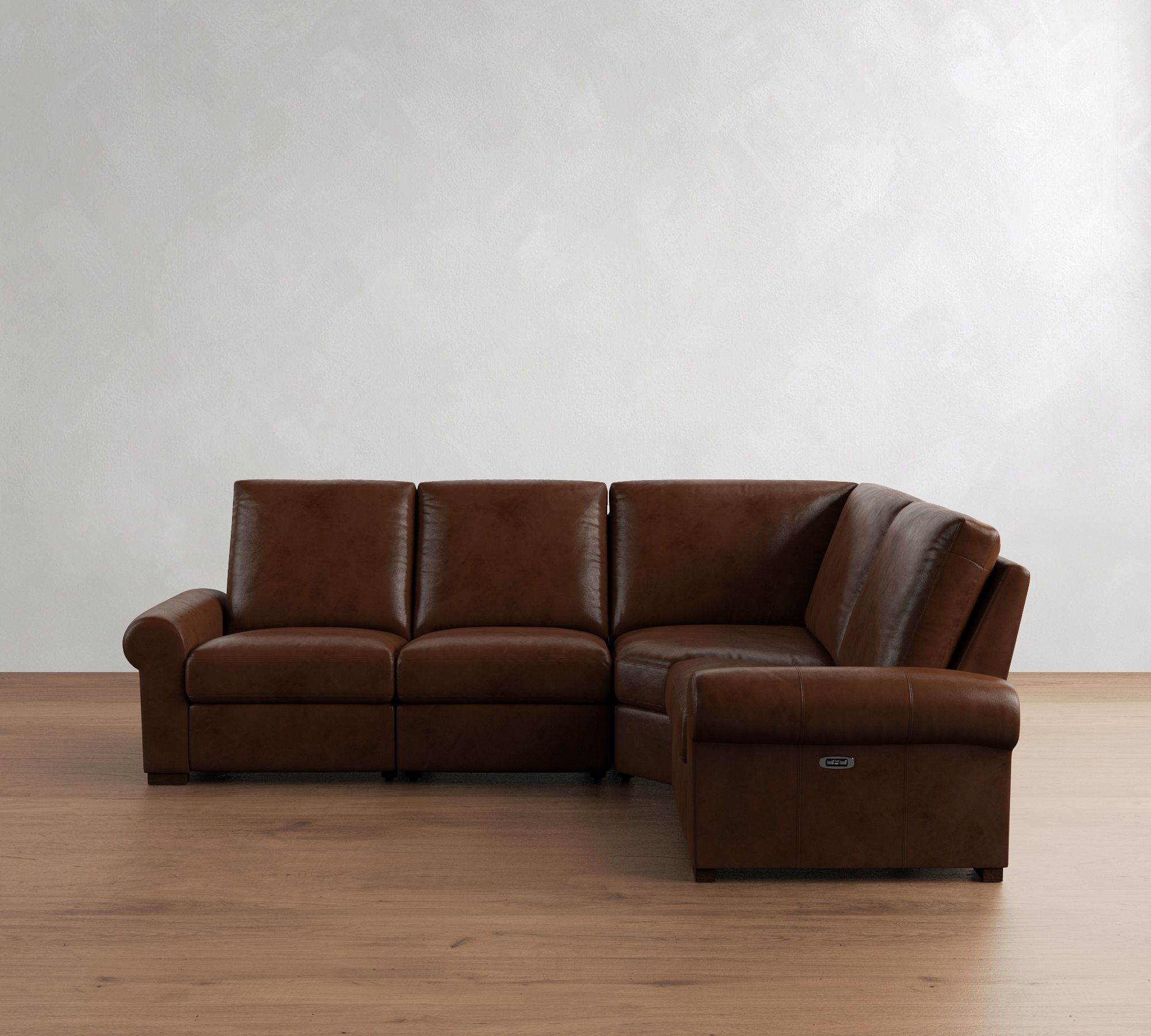 Turner Roll Arm Leather Reversible Power Reclining Sectional (120")