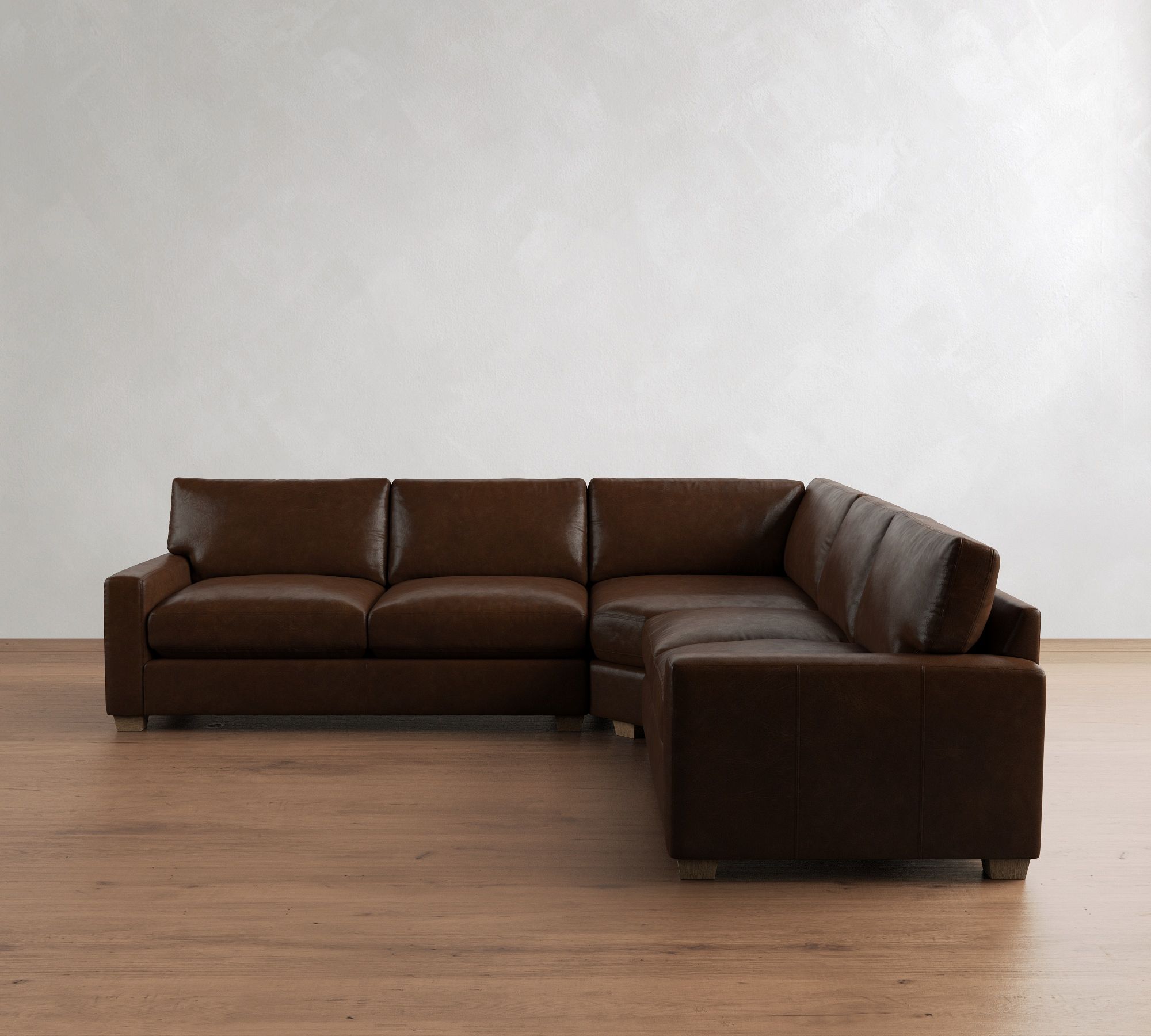 PB Comfort Modern Square Arm Leather 3-Piece L-Shaped Sleeper Sectional (119")
