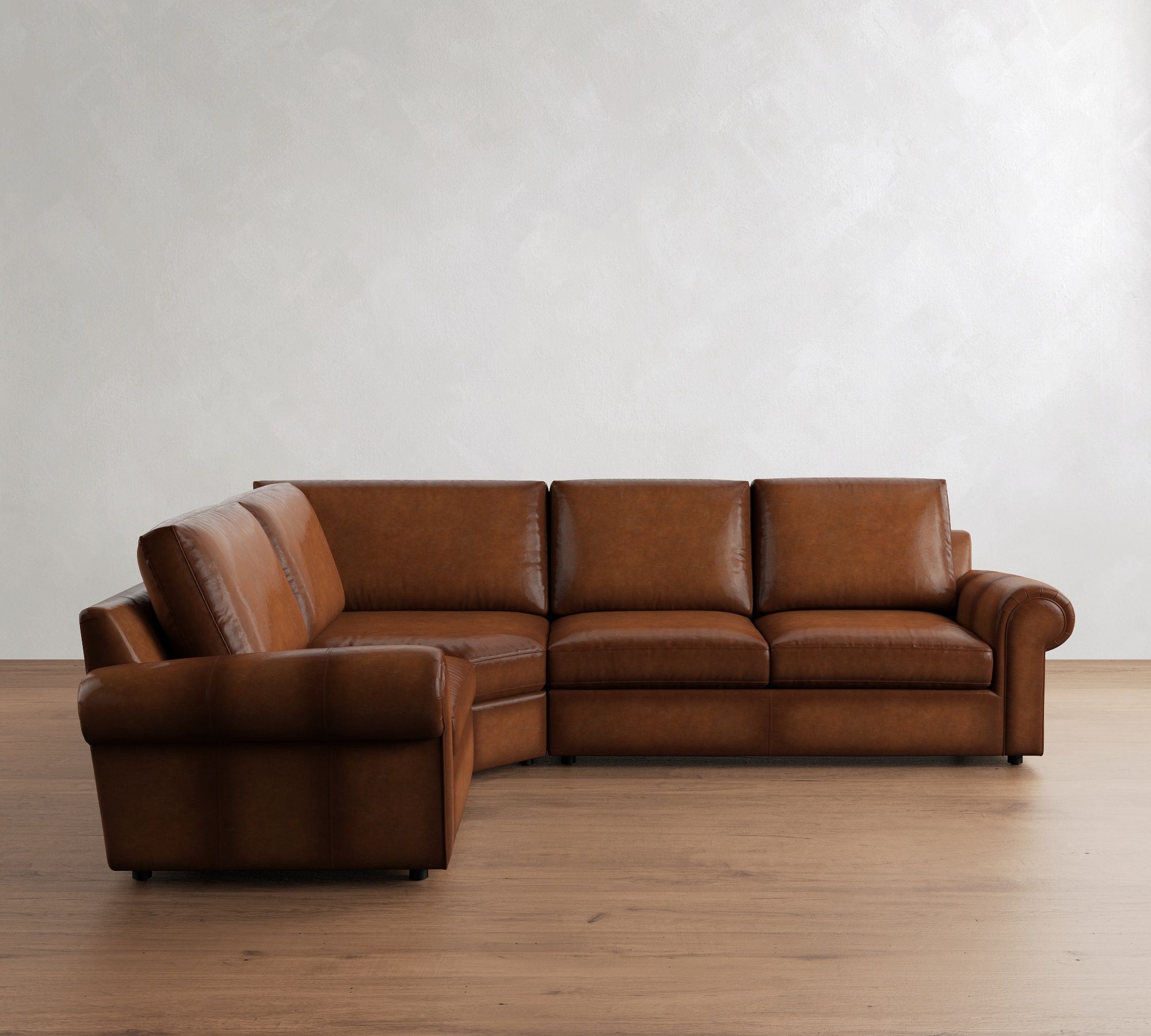 Bellevue Leather 3-Piece Wedge Sectional (128")
