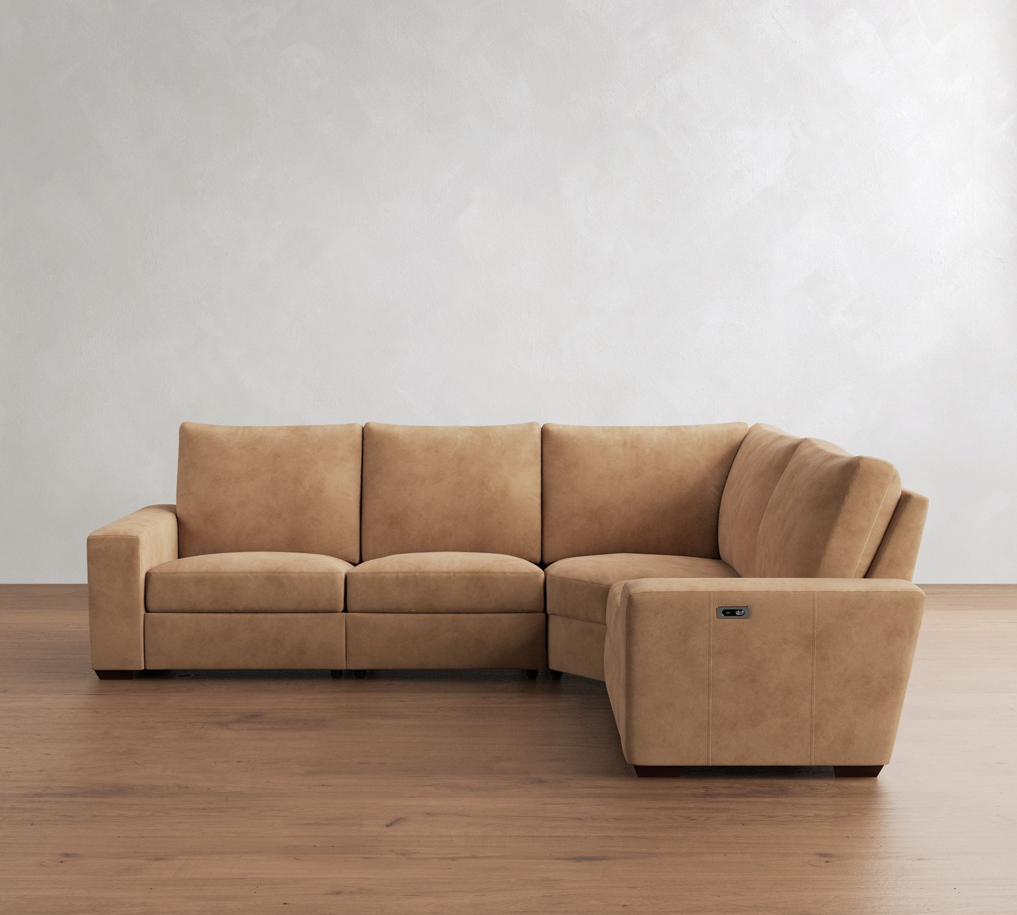 Big Sur Square Arm Leather Reversible Power Reclining Sectional (121")