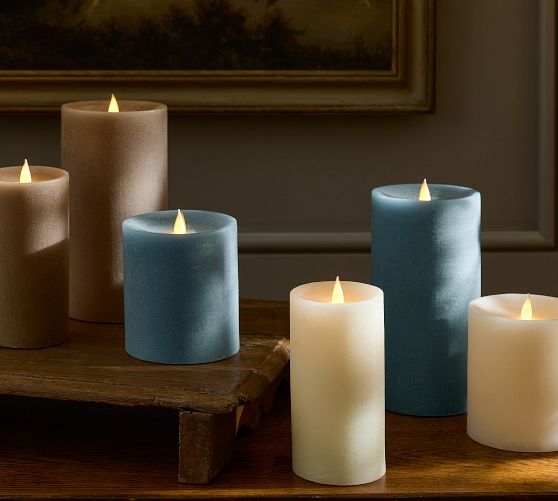 Vintage Washed Flameless Pillar Candle