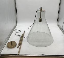 Open Box: Bridget Recycled Glass Flared Pendant, Large (18") - Tumbled Brass