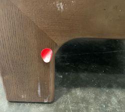 Open Box: Callum Leather Ottoman, Small - Heirloom Sienna, Terra Brown