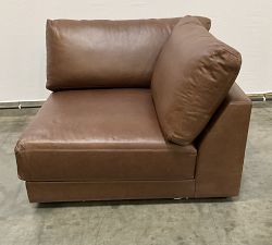 Open Box: Carmel Lounge Square Arm Leather Corner - Gravel Chocolate