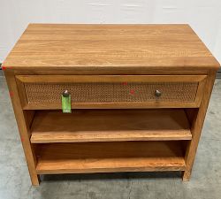 Open Box: Channing Cane Double Open Shelf Base With Drawer - Midland Amber
