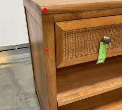 Open Box: Channing Cane Double Open Shelf Base With Drawer - Midland Amber