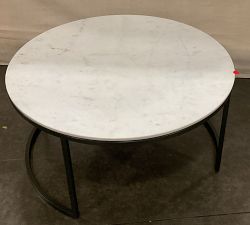 Open Box: Delaney Round Marble Nesting Coffee Table (38"L) - White Marble, Bronze