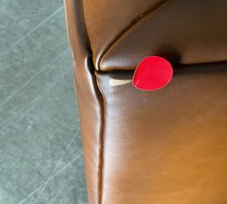 Open Box: Edgewood Leather Swivel Armchair without Nailheads - Burnished Bourbon