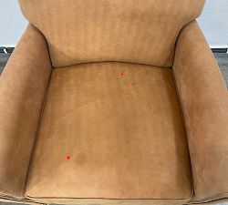 Open Box: Irving Roll Leather Swivel Glider Manual Recliner With Nailheads - Keystone Nut, Coffee