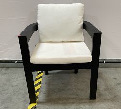 Open Box: Malibu Metal Curved Outdoor Dining Armchair with High Performance Cushion Covers - Black