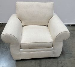 Open Box: Pearce Roll Arm Upholstered Armchair - Performance Boucle Oatmeal, Espresso Legs