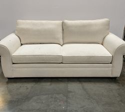 Open Box: Pearce Roll Arm Upholstered Grand Sofa (89"), 2X2 - Performance Boucle Oatmeal, Espresso Legs