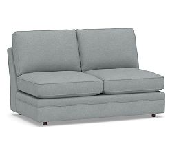 Open Box: Pearce Upholstered Armless Loveseat - Performance Heathered Basketweave Chambray, Espresso