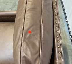 Open Box: Tyler Square Arm Leather Manual Recliner with Nailheads, Tall (41") - Gravel Chocolate, Espresso
