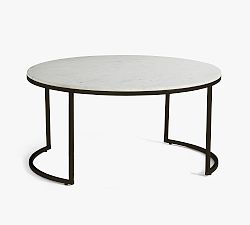 Open Box: Delaney Round Marble Nesting Coffee Table (38"L) - White Marble, Bronze