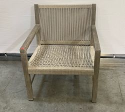 Open Box: Indio Coastal Mahogany &amp; Rope Outdoor Lounge Chair - Rope Oat, Weathered Gray Frame