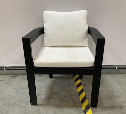 Open Box: Malibu Metal Curved Outdoor Dining Armchair with Cushion - High Performance Canvas Natural, Black