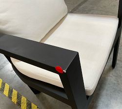 Open Box: Malibu Metal Curved Outdoor Dining Armchair with Cushion - High Performance Canvas Natural, Black
