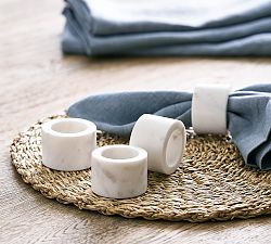 Handcrafted Thin Marble Napkin Rings - Set of 4