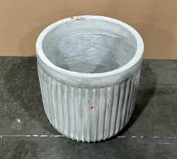 Open Box: Concrete Fluted Outdoor Planter, Large (15.75" Diam. x 15.75" H) - Grey