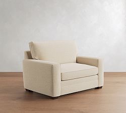Open Box: Pearce Square Arm Upholstered Chair And A Half - Performance Boucle Oatmeal, Espresso