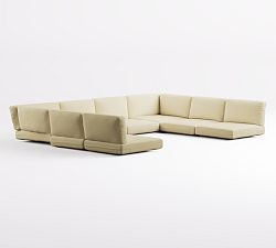 Cushion Cover Only: Huntington Square Arm Sectional 4pc - 1 Corner, 2 RA/LA, 1 Armless Chair; High Performance Canvas, Natural