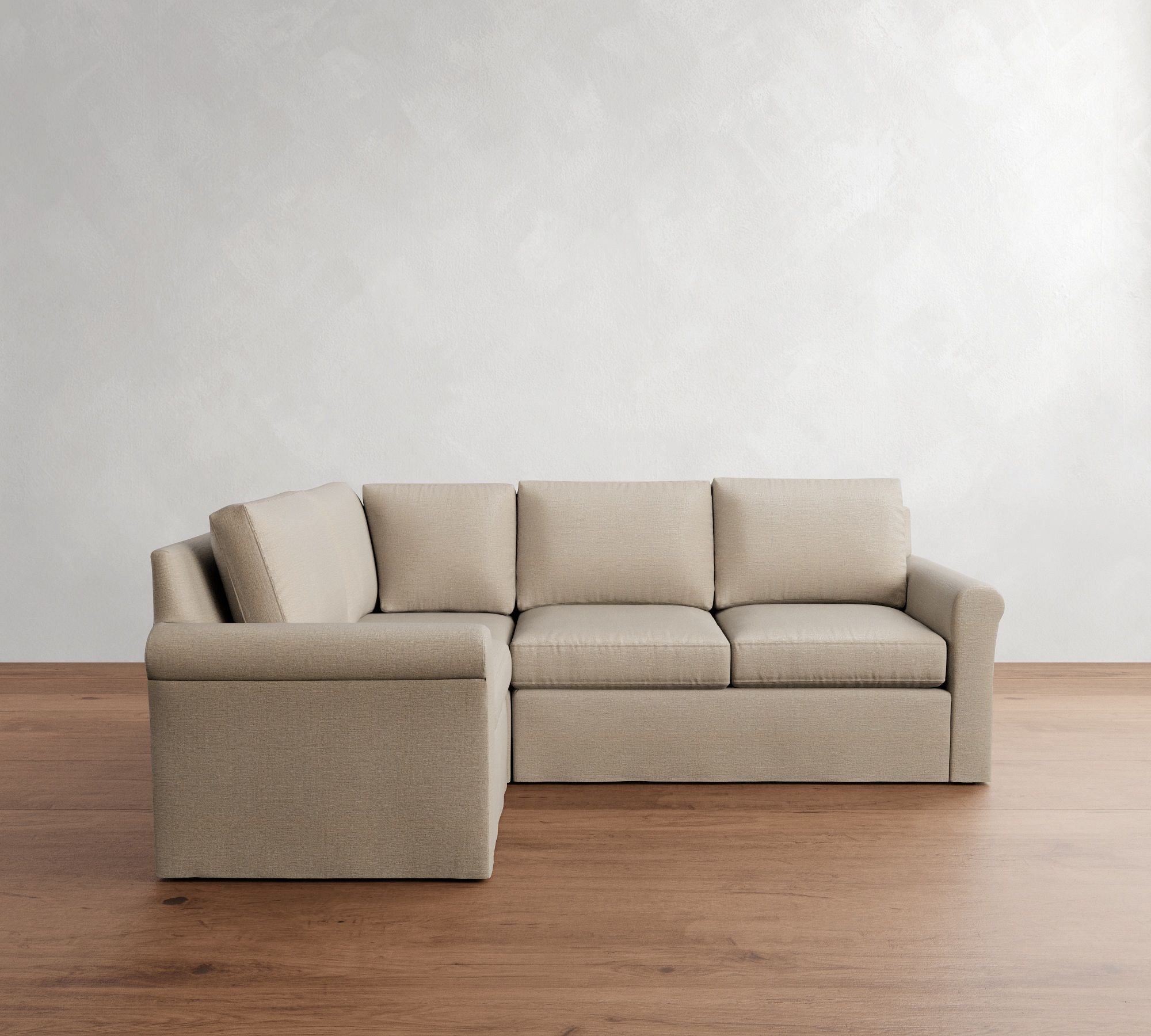 Cameron Modern Roll Arm Slipcovered 3-Piece Sectional (100")
