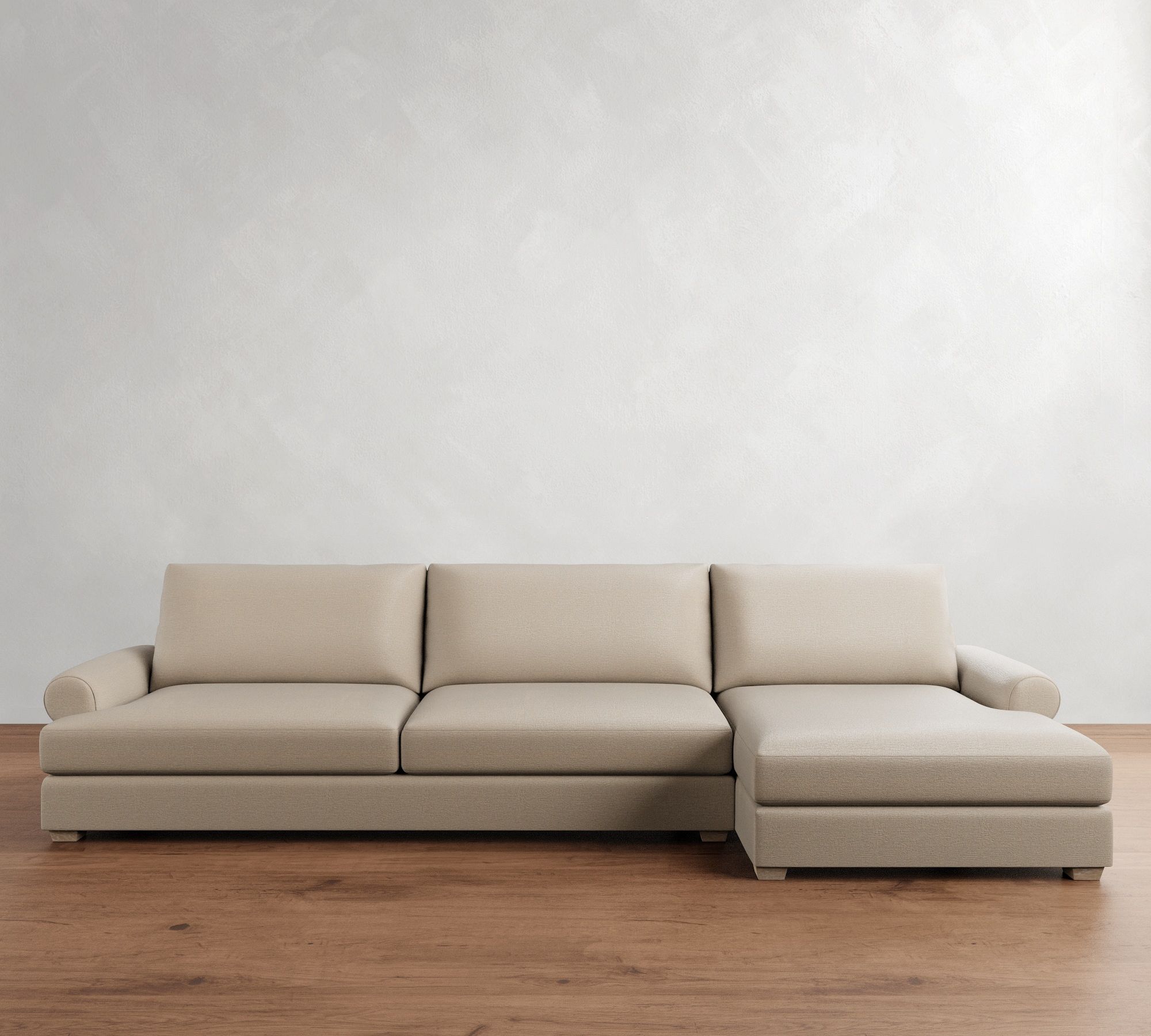 Canyon Roll Arm Chaise Sectional (121"&ndash;165")