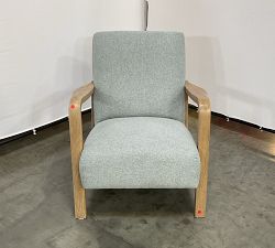 Open Box: Atwood Upholstered Armchair - Performance Heathered Basketweave Chambray, Seadrift