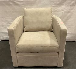 Open Box: Ayden Barrel Arm Leather Swivel Armchair (32") - Nubuck Wheat