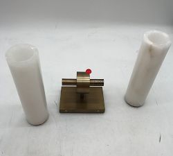 Open Box: Frances Double Tube Sconce (22") - Tumbled Brass, Alabaster