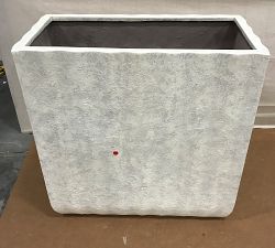 Open Box: Modern Fluted Square Planter, Tall Box - Rustic White