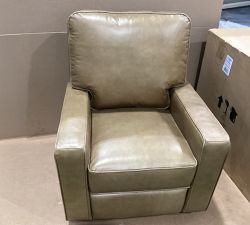 Open Box: PB Comfort Square Arm Leather Power Swivel Glider Recliner - Legacy Taupe