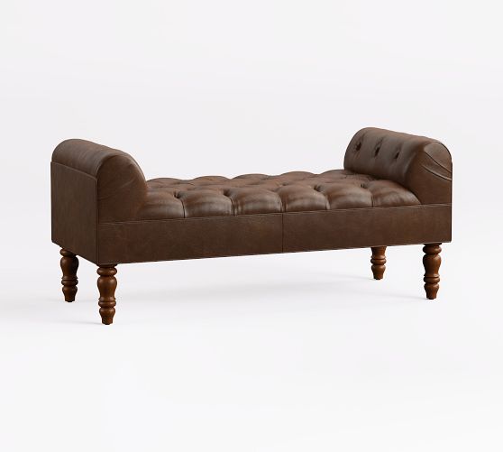 Lorraine Tufted Leather Bench (55.5")