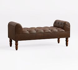 Lorraine Tufted Leather Bench