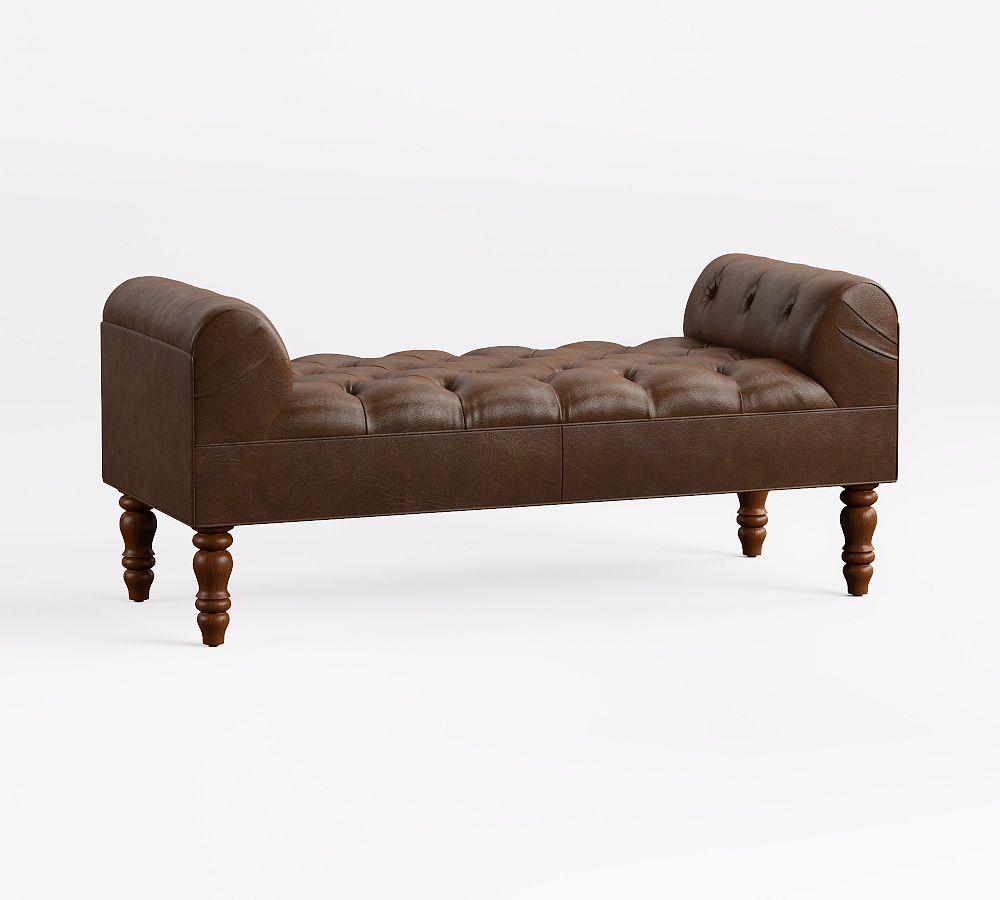 Lorraine Tufted Leather Bench by Pottery Barn