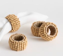 Wooden Beaded Napkin Rings - Set of 4