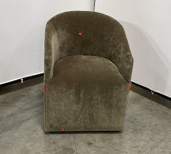 Open Box: Baldwin Upholstered Barrel Back Dining Chair - Rustic Chenille Dark Moss