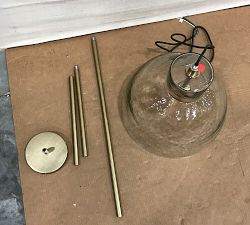 Open Box: Bridget Recycled Glass Pendant, Small (14" Dia) - Tumbled Brass