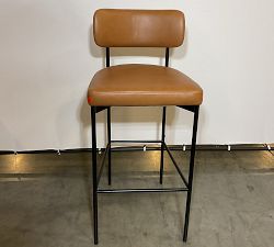 Open Box: Maison Leather Bar Stool (30") - Statesville Caramel, Antique Bronze