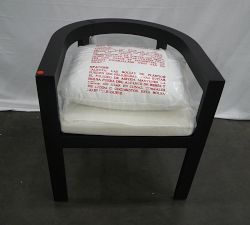 Open Box: Malibu Metal Curved Outdoor Dining Armchair - Black