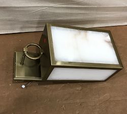 Open Box: Manor Outdoor Sconce (19") - Tumbled Brass, Alabaster