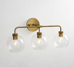 Open Box: Reagan Triple Globe Sconce (22") - Tumbled Brass, Clear