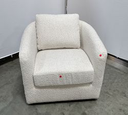 Open Box: Remmy Upholstered Petite Swivel Chair (32") - Luxe Boucle Ivory