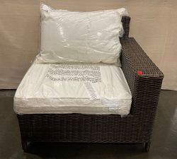 Open Box: Torrey All-Weather Wicker Square Arm Right-Arm Chair with Cushion - Espresso
