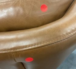 Open Box: Wells Tufted Leather Swivel Chair (34") - Vintage Caramel, Bronze Base