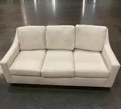 Open Box: York Slope Arm Sofa (81"), 3X3, High Performance Contract Grade Cushions - Basketweave Slub Oatmeal, Espresso